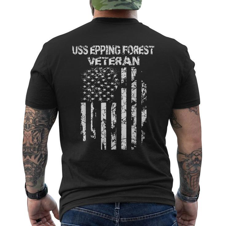 Uss Epping Forest Military Veteran Distressed Usa Flag Men's T-shirt Back Print