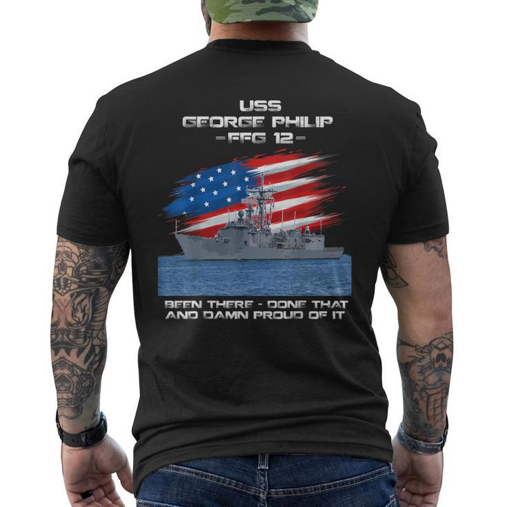 Uss George Philip Ffg-12 Class Frigate American Flag Veteran Men's T-shirt Back Print