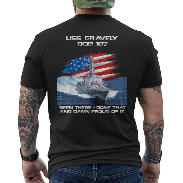 Uss Gravely Ddg-107 Destroyer Ship Usa Flag Veteran Day Xmas Men's T-shirt Back Print