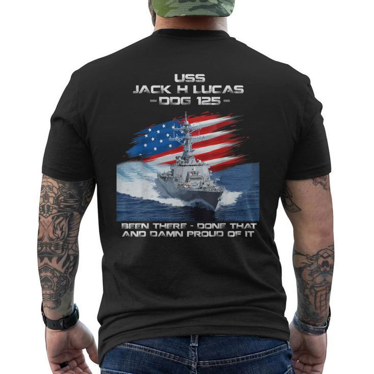 Uss Jack H Lucas Ddg-125 Destroyer Ship Usa Flag Veteran Day Men's T-shirt Back Print