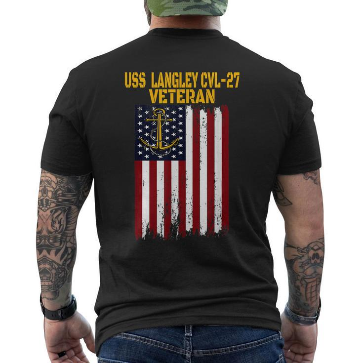 Uss Langley Cvl-27 Aircraft Carrier Veterans Day Dad Grandpa Men's T-shirt Back Print