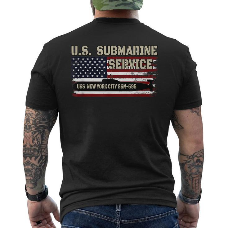 Uss New York City Ssn-696 Submarine Veterans Day Fathers Day Men's T-shirt Back Print