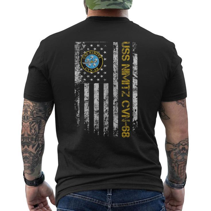 Uss Nimitz Cvn-68 Aircraft Carrier Veteran Flag Veterans Day Men's T-shirt Back Print