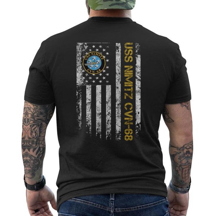 Uss Nimitz Cvn-68 Aircraft Carrier Veteran Flag Veterans Day Men's T-shirt Back Print