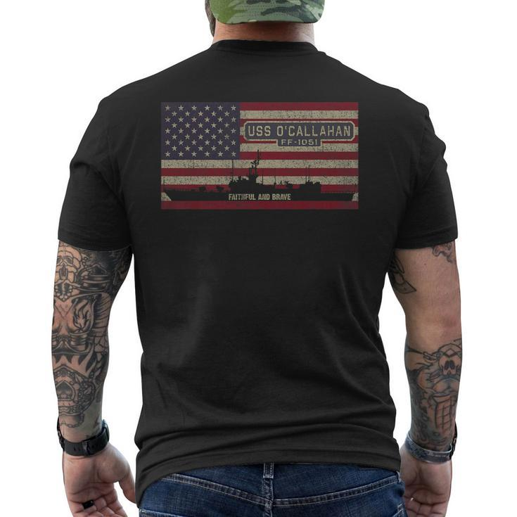 Uss Ocallahan Ff-1051 Ship American Flag Men's T-shirt Back Print