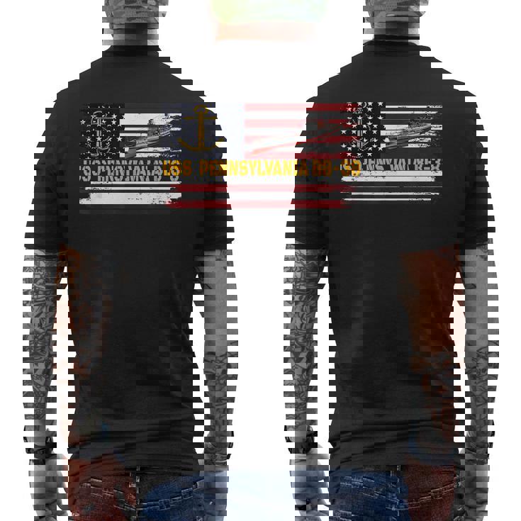 Uss Pennsylvania Bb-38 Ww2 Battleship Warship Veteran Father Men's T-shirt Back Print