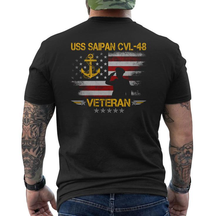 Uss Saipan Cvl-48 Aircraft Carrier Veteran Flag Veterans Day Men's T-shirt Back Print