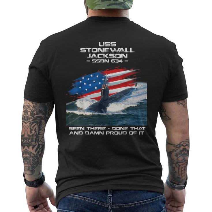 Uss Stonewall Jackson Ssbn-634 American Flag Submarine Men's T-shirt Back Print