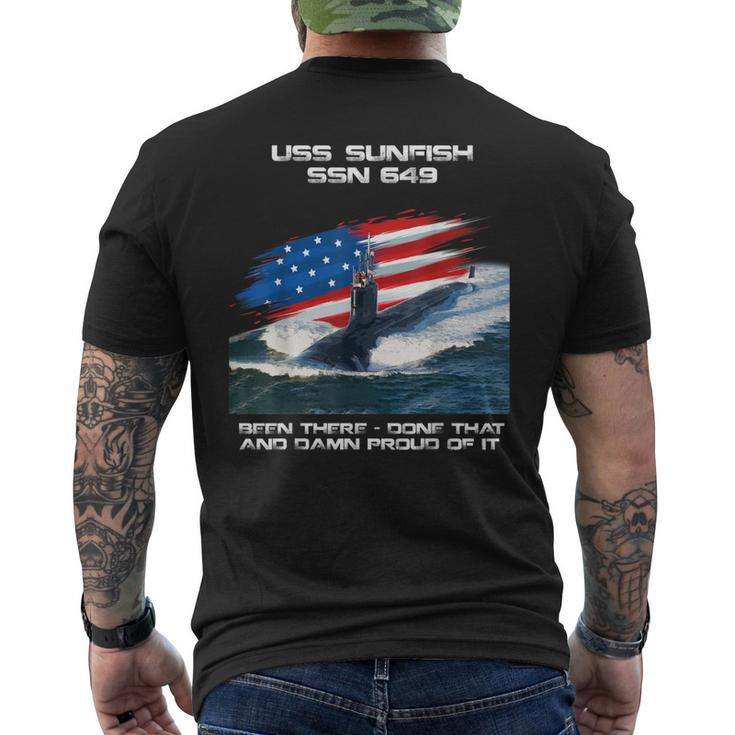 Uss Sunfish Ssn-649 American Flag Submarine Veteran Xmas Men's T-shirt Back Print