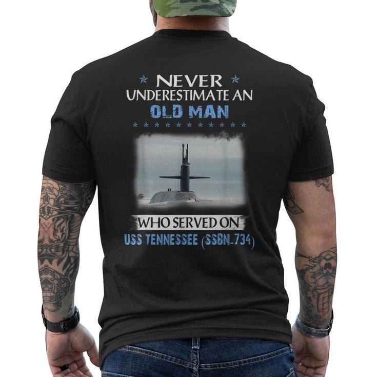 Uss Tennessee Ssbn-734 Submarine Veterans Day Father Day Men's T-shirt Back Print