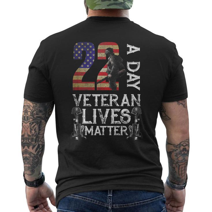 Veteran Matter Suicide Awareness Veteran 22 Day Usa Flag Men's Back Print T-shirt