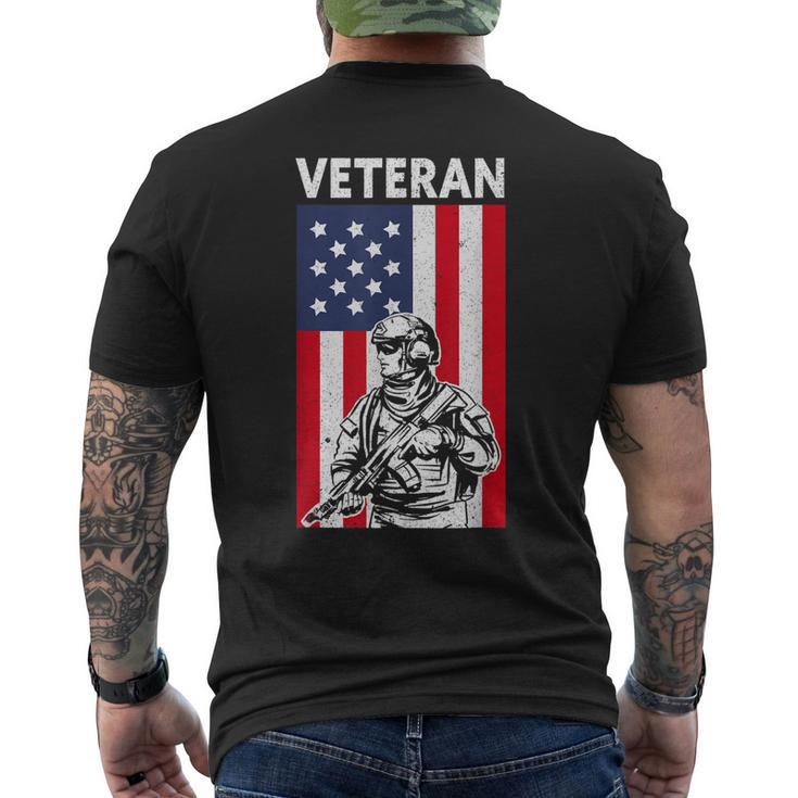 Veteran Usa Flag Proud American Veteran Men's T-shirt Back Print
