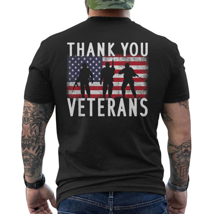 Veterans Day Thank You Veterans Usa Flag Patriotic V2 Men's T-shirt Back Print