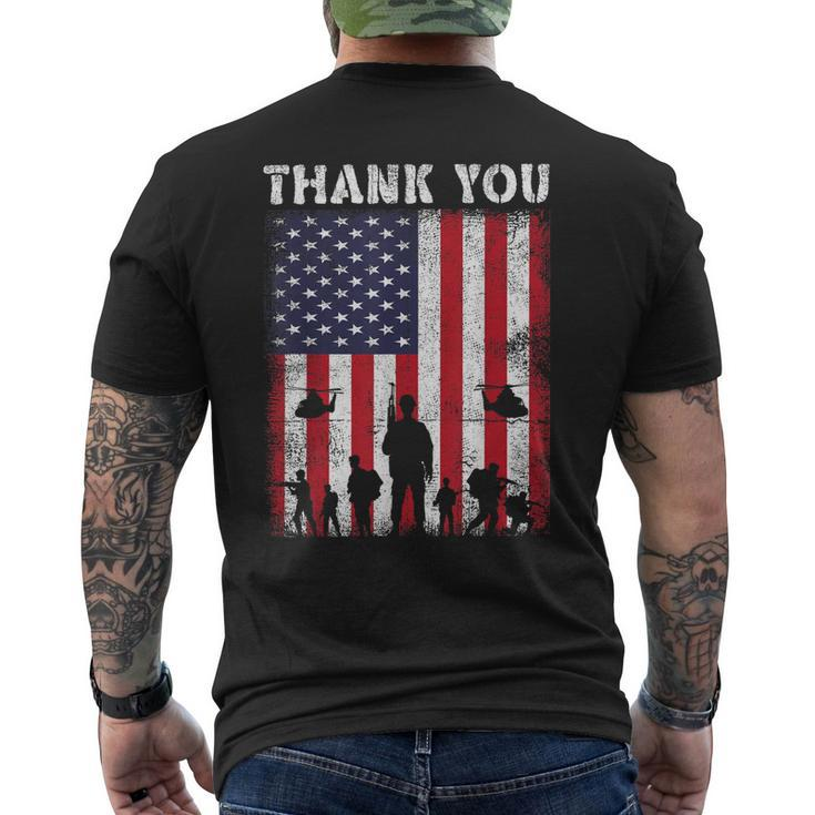 Veterans Day Thank You Veterans Usa Flag Patriotic V3 Men's T-shirt Back Print