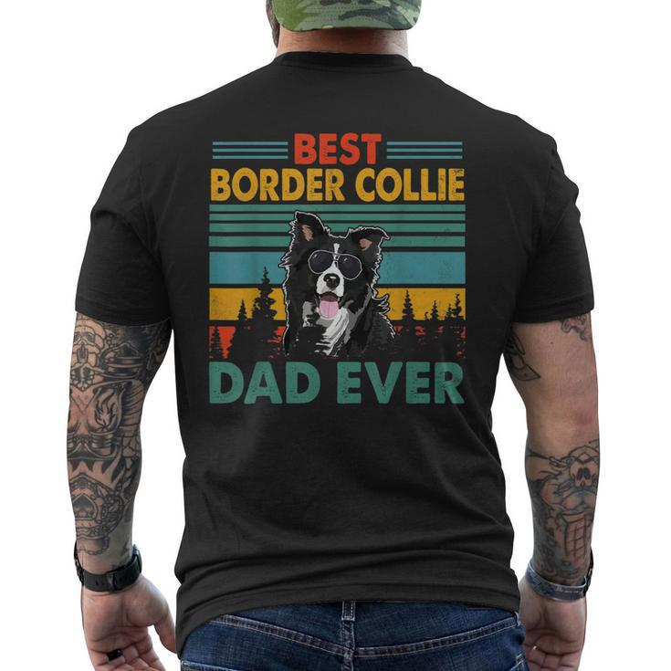 Vintag Retro Best Border Collie Dad Happy Fathers Day Men's Back Print T-shirt
