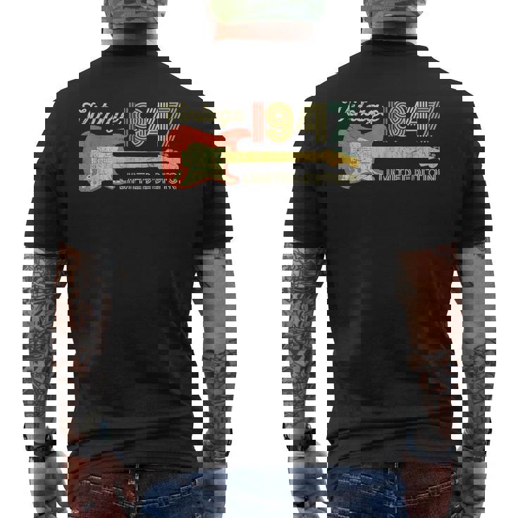 Vintage 1947 Birthday Guitar Lovers 76Th Birthday Men's Back Print T-shirt
