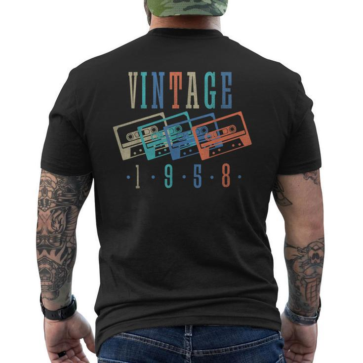 Vintage 1958 Cassette Tape 1958 Birthday 65 Year Old Men's Back Print T-shirt