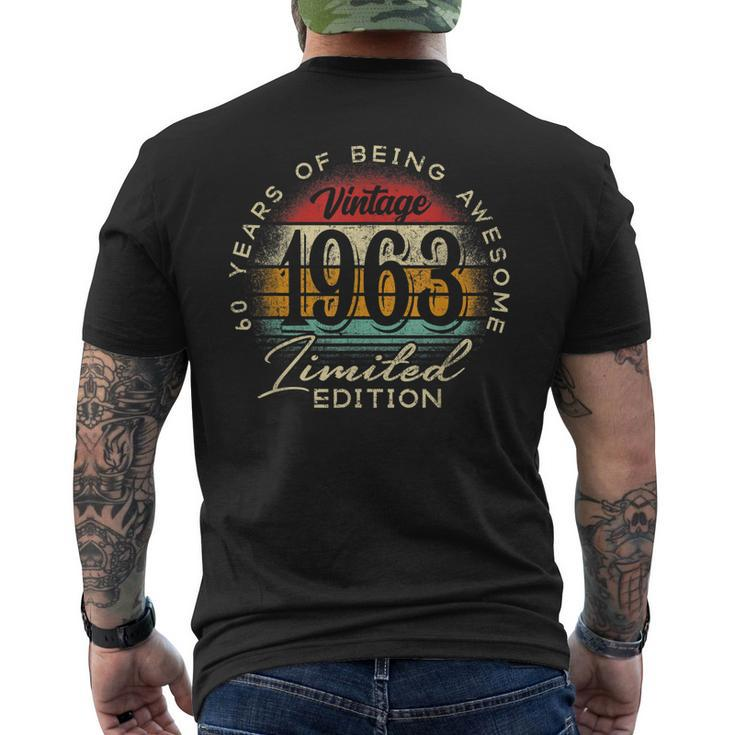 Vintage 1963 Limited Edition 60Th Birthday 60 Year Old Men's Back Print T-shirt