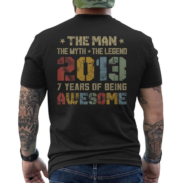 Vintage 2013 Man Myth Legend 7Th Birthday 7 Years Old Men's Back Print T-shirt