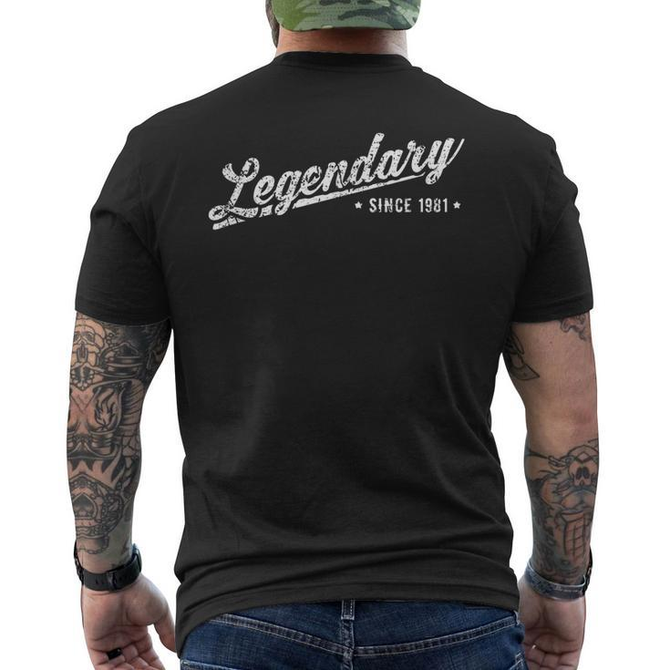 Mens Vintage 40Th Birthday For Dad Legendary Since 1981 Men's T-shirt Back Print