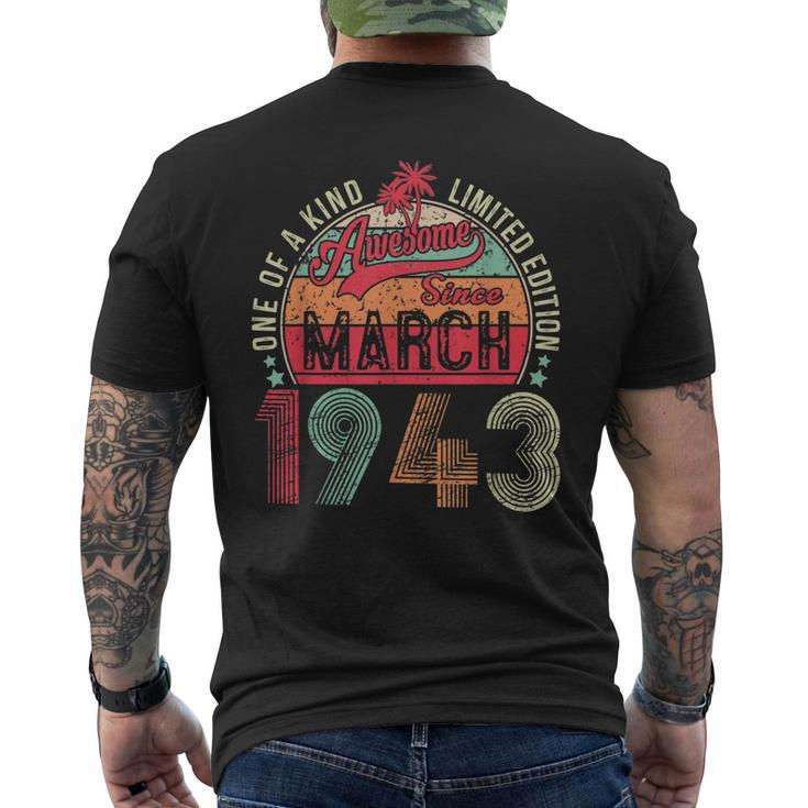 Vintage 80 Year Old March 1943 Limited Edition 80Th Birthday Men's Back Print T-shirt