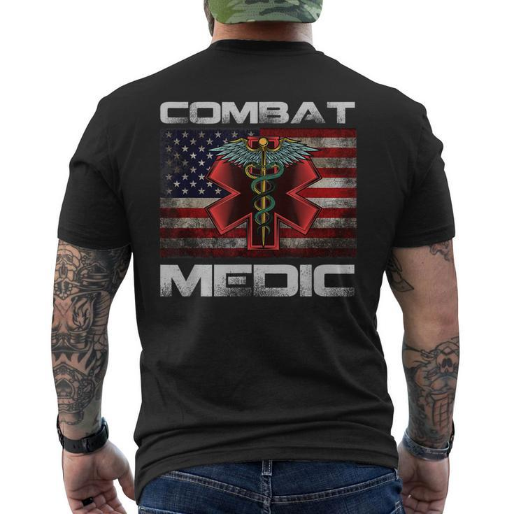 Vintage America Flag Combat Medic Veterans Day Men's T-shirt Back Print