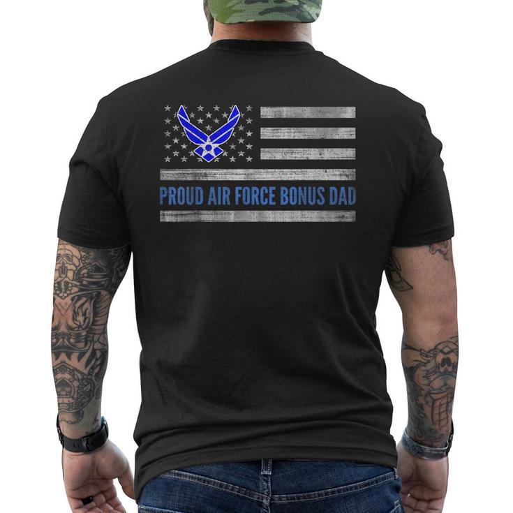 Vintage American Flag Proud Air Force Bonus Dad Veteran Men's T-shirt Back Print