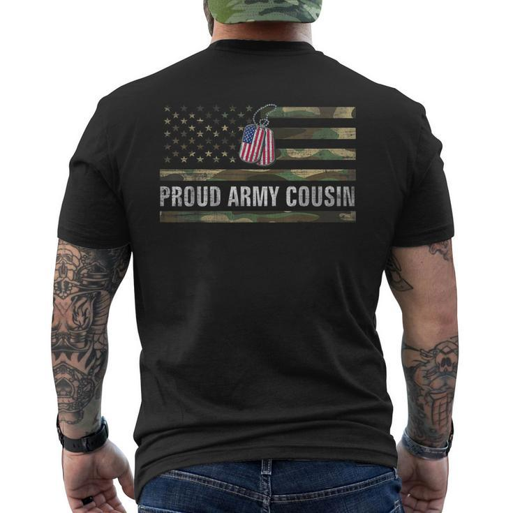 Vintage American Flag Proud Army Cousin Veteran Day Men's T-shirt Back Print