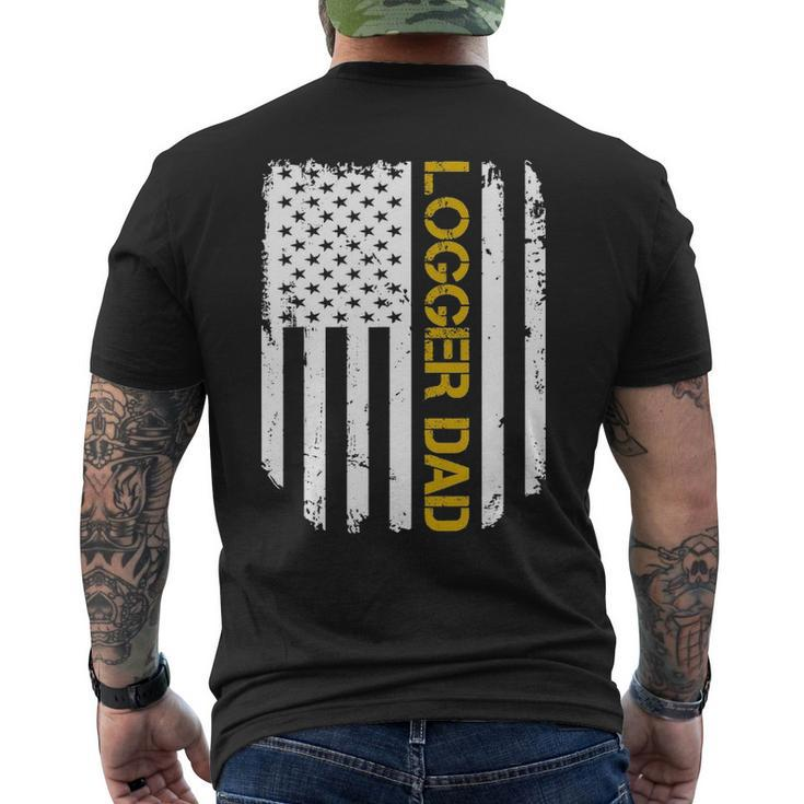 Vintage American Flag Proud Logger Dad Men's T-shirt Back Print