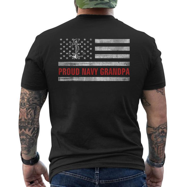 Vintage American Flag Proud Navy Grandpa Veteran Day Mens Back Print T-shirt