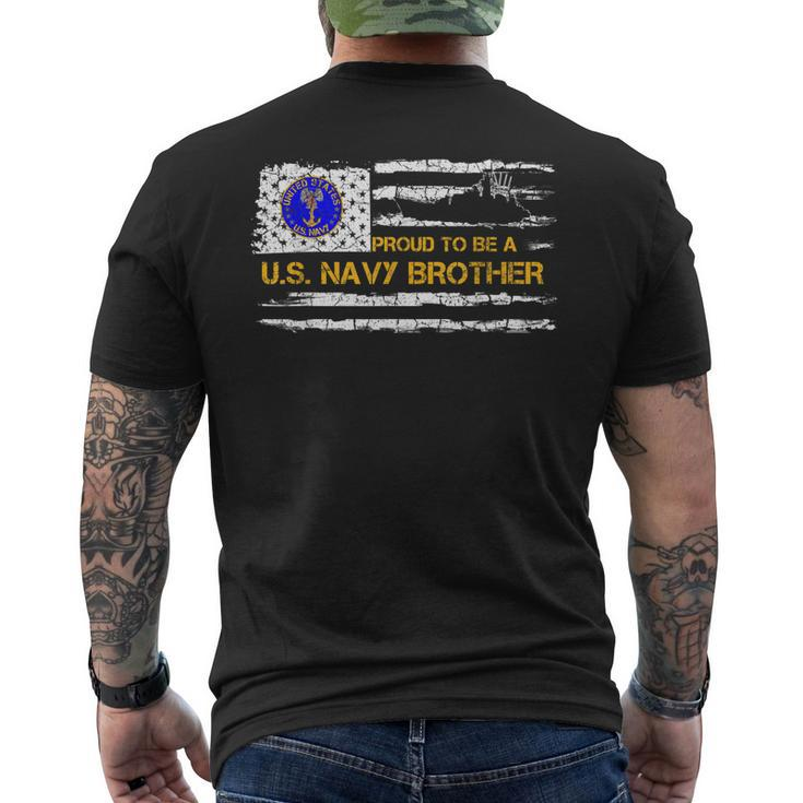 Vintage American Flag Proud To Be Us Navy Brother Military Mens Back Print T-shirt