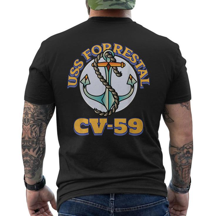 Vintage Anchor Navy Aircraft Carrier Uss Forrestal Men's T-shirt Back Print