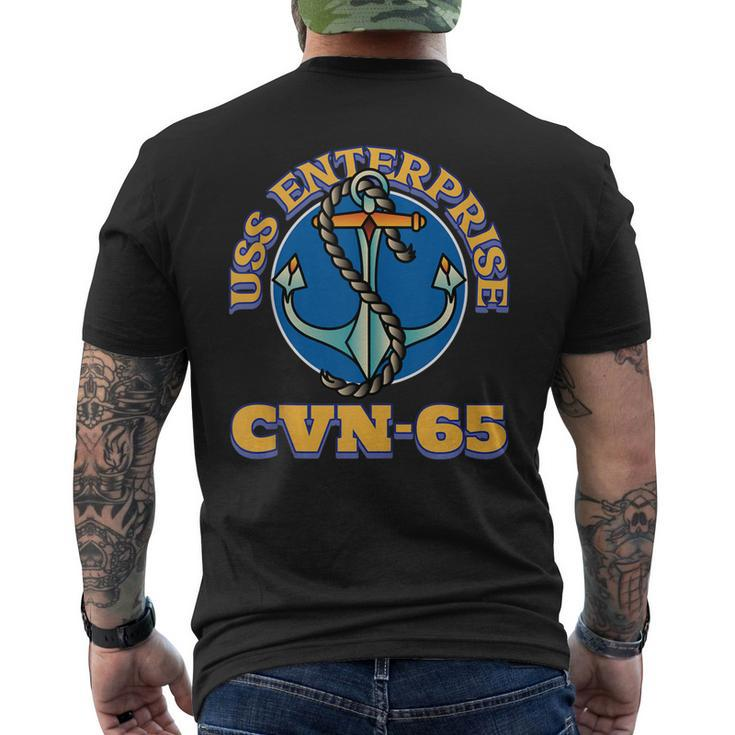 Vintage Anchor Us Aircraft Carrier Cvn-65 Uss Enterprise Men's T-shirt Back Print