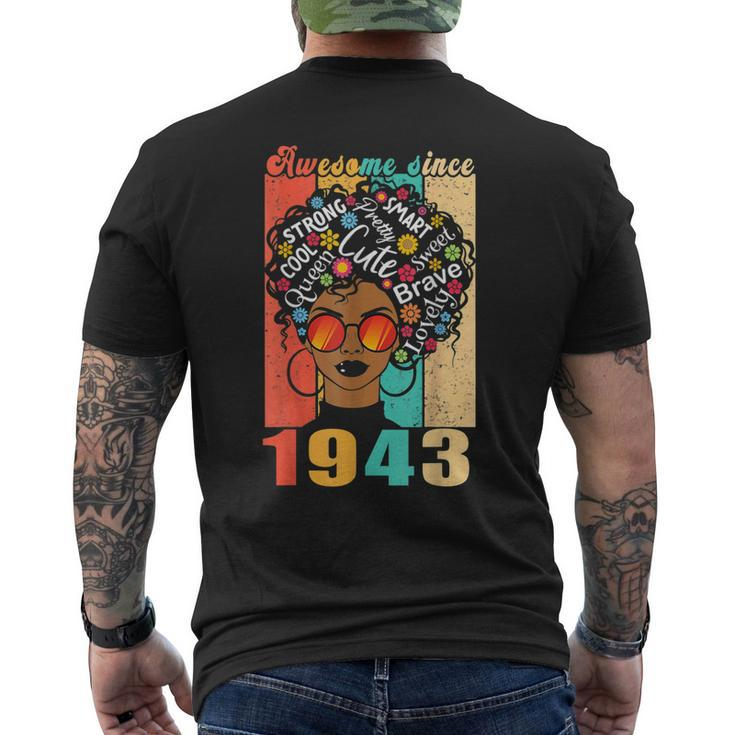 Vintage Awesome Since 1943 Black Afro Girl 80Th Birthday Men's T-shirt Back Print