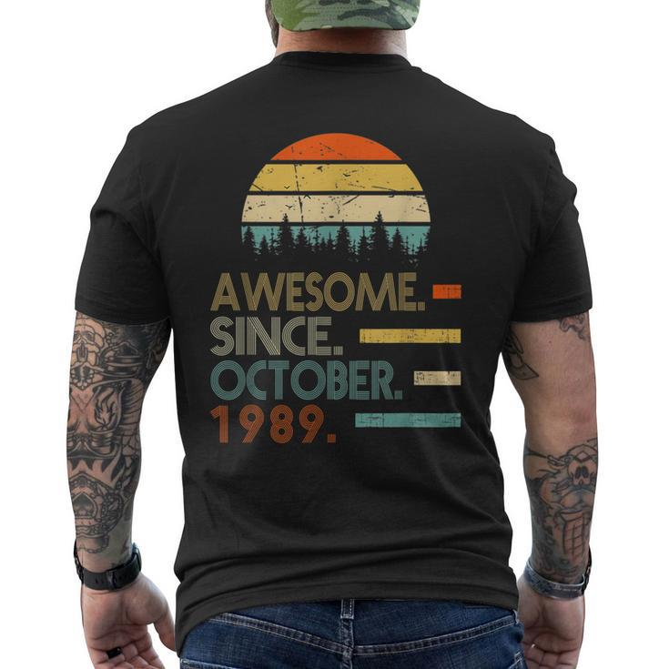 Vintage Awesome Since October 1989 Shirt 30Th Birthday Men's Back Print T-shirt