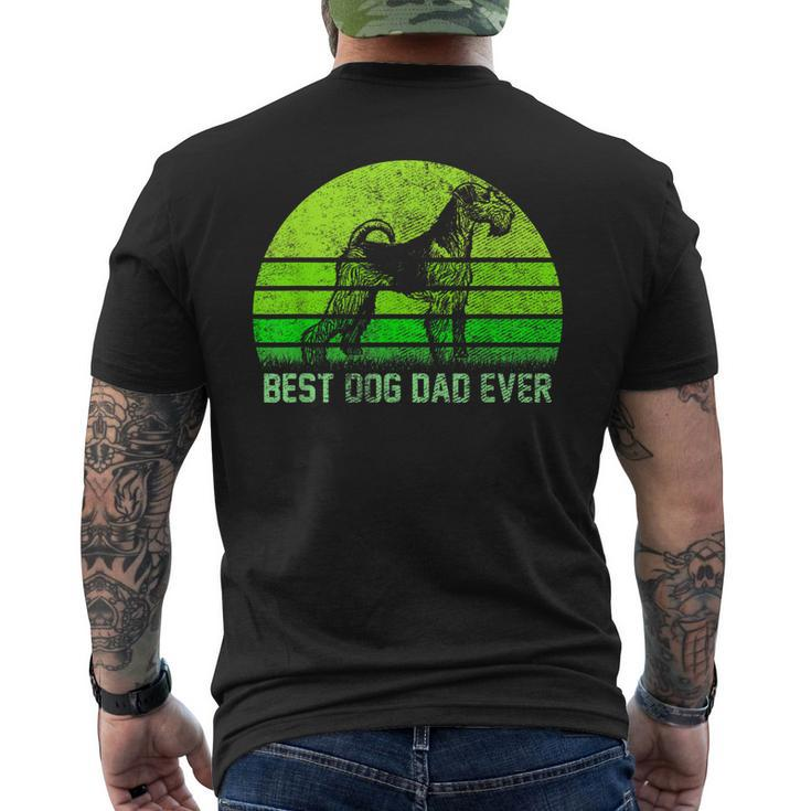 Vintage Best Airedale Terrier Dog Dad Ever Silhouette Sunset Men's Back Print T-shirt