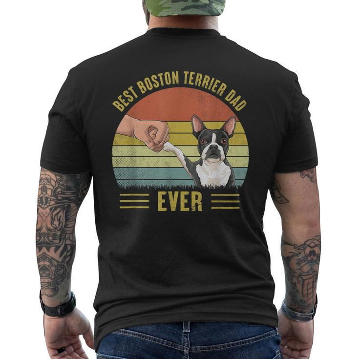 Mens Vintage Best Boston Terrier Dad Ever Fist Bump Dog Men's T-shirt Back Print