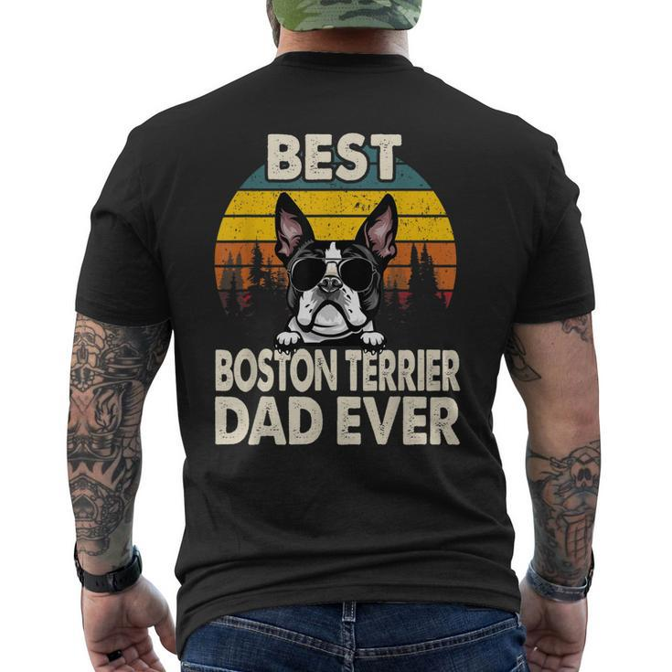 Vintage Best Boston Terrier Dog Dad Ever Lover Men's Back Print T-shirt