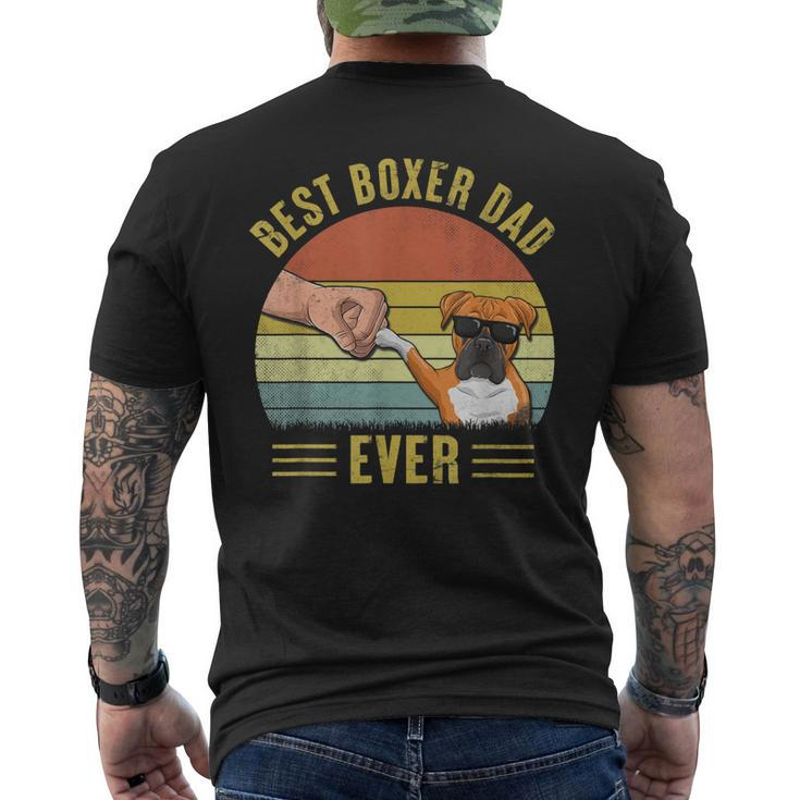 Vintage Best Boxer Dog Dad Ever Fist Bump Funny Boxer Lover Gift For Mens Mens Back Print T-shirt