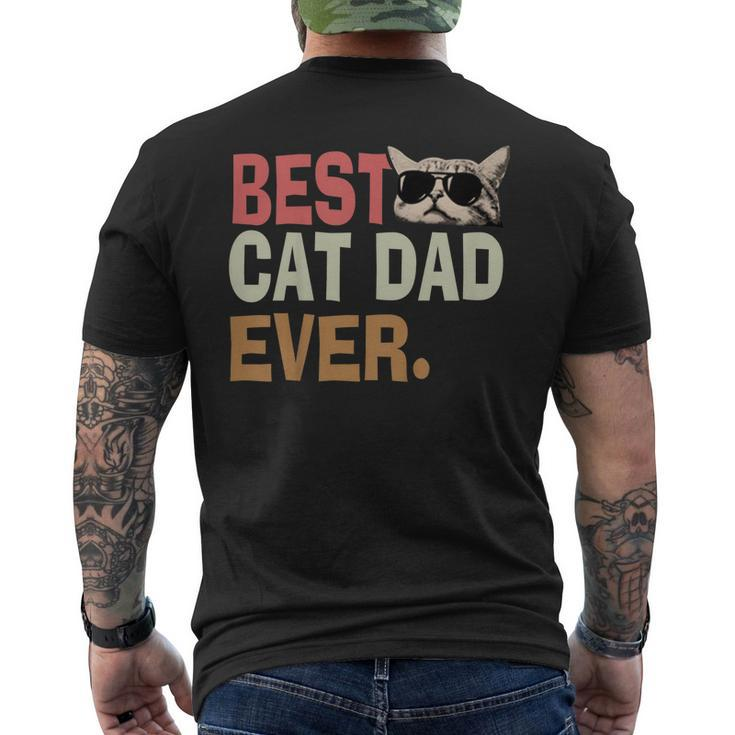 Vintage Best Cat Dad Ever Cat Daddy Father Day Men's Back Print T-shirt