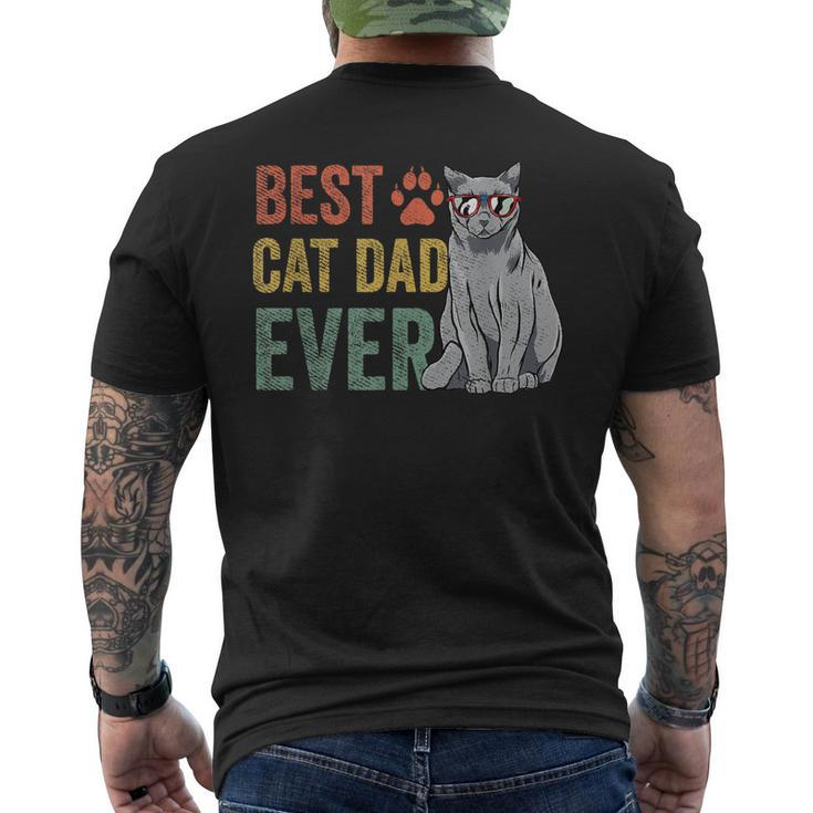 Vintage Best Cat Dad Ever Fathers Day Fur Daddy Men's Back Print T-shirt