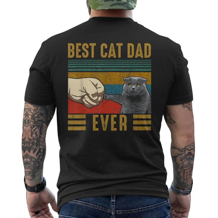 Vintage Best Cat Dad Ever Fathers Day Scottish Fold Cat Men's T-shirt Back Print