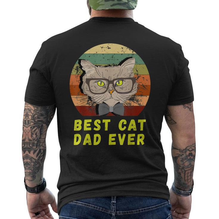 Vintage Best Cat Dad Ever Kitten Men Cat Kitties Lover Kitty Men's Back Print T-shirt