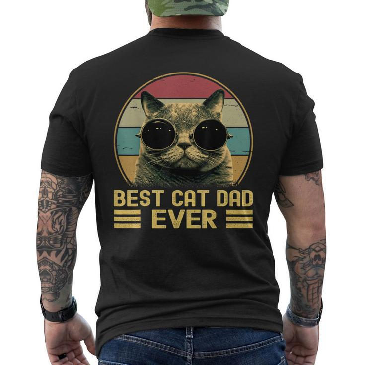 Vintage Best Cat Dad Ever For Men Cat Lover Cat Dad V2 Men's T-shirt Back Print