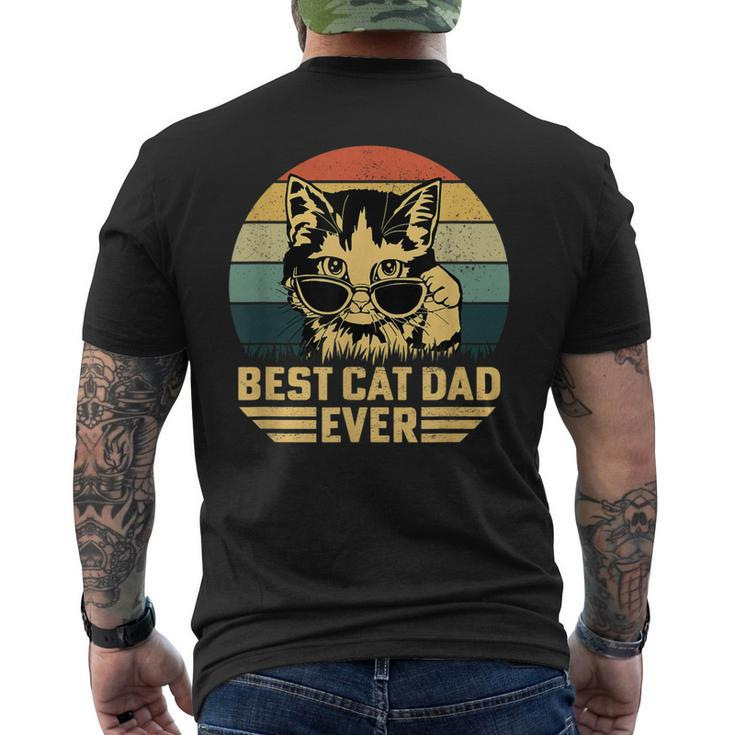 Mens Vintage Best Cat Dad Ever Retro Fathers Day For Cat Dad Men's T-shirt Back Print