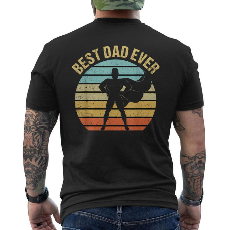 Mens Vintage Best Dad Ever Superhero Fathers Day Men's T-shirt Back Print