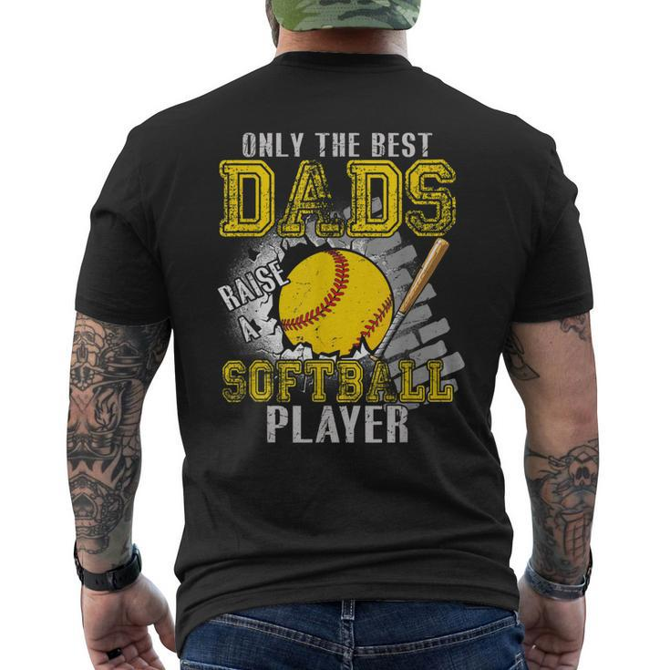 Vintage The Best Dads Raise A Softball Player Fathers Day Men's T-shirt Back Print