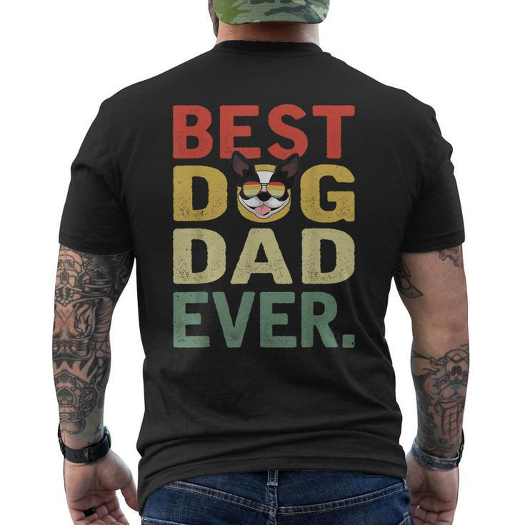 Mens Vintage Best Dog Dad Ever Boston Terrier Dog Lover Men's T-shirt Back Print