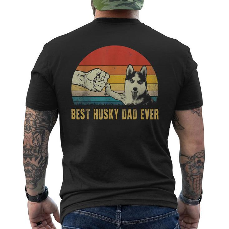 Vintage Best Dog Dad Ever Siberian Husky Fathers Day Men's Back Print T-shirt