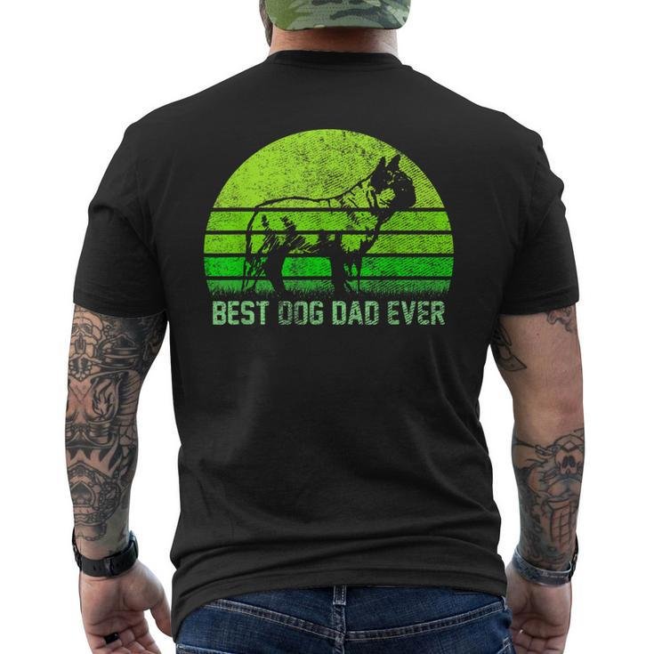 Vintage Best French Bulldog Dog Dad Ever Silhouette Sunset Men's Back Print T-shirt